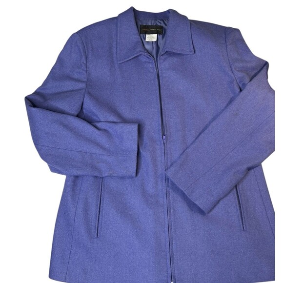 Harris Wallace Womens Blazer Jacket Wool Blend Zip Front Sz 16 Light Purple - Picture 12 of 12